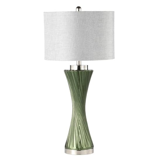 Faenza Grey Linen Shade Table Lamp With Green Twist Base_1