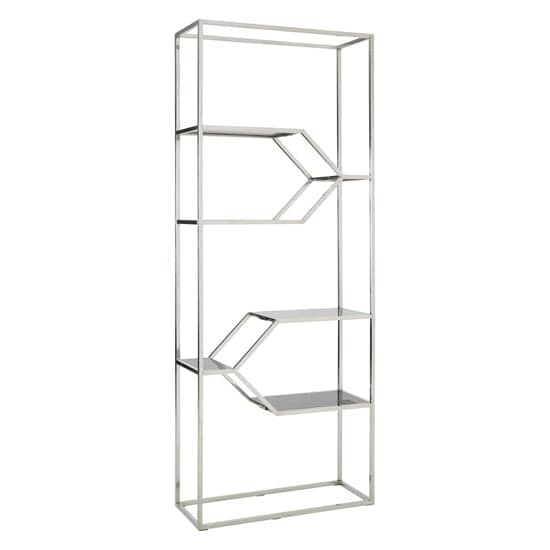 Fafnir Black Glass Shelves Bookshelf With Silver Frame_1