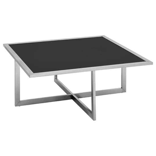 Fafnir Black Glass Top Coffee Table And Stool With Silver Frame_2