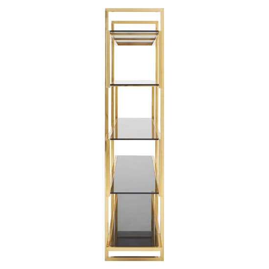 Fafnir Maze Design Black Glass Bookshelf With Gold Frame_3