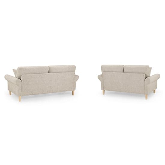 Fairfax Fabric 3+2 Seater Sofa Set In Beige With Oak Wooden Legs_2
