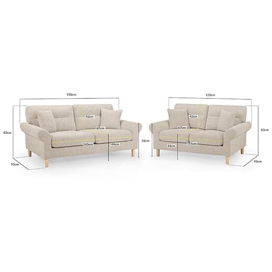 Fairfax Fabric 3+2 Seater Sofa Set In Beige With Oak Wooden Legs_6