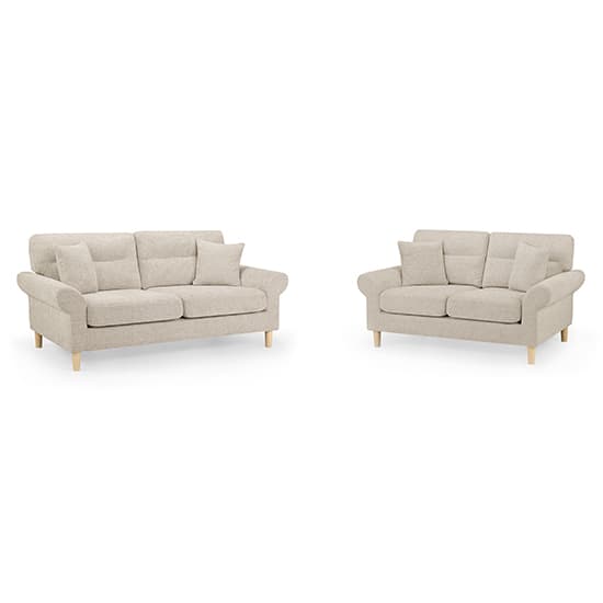Fairfax Fabric 3+2 Seater Sofa Set In Beige With Oak Wooden Legs_1