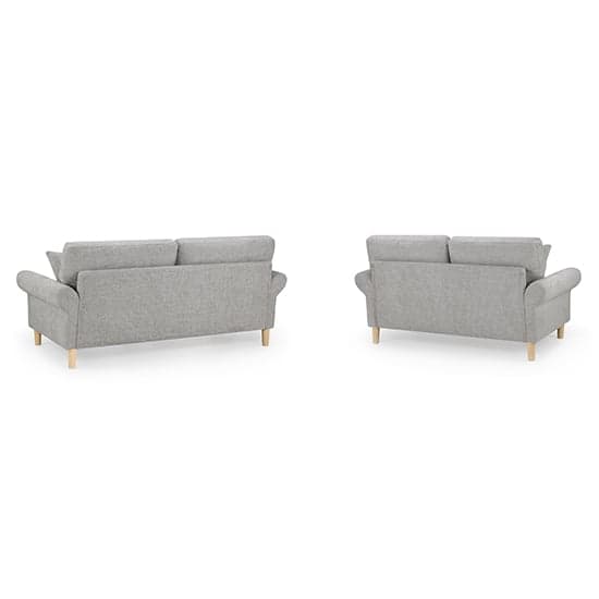 Fairfax Fabric 3+2 Seater Sofa Set In Silver With Oak Wooden Legs_2