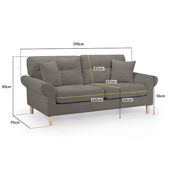 Fairfax Fabric 3 Seater Sofa In Mocha With Oak Wooden Legs_6