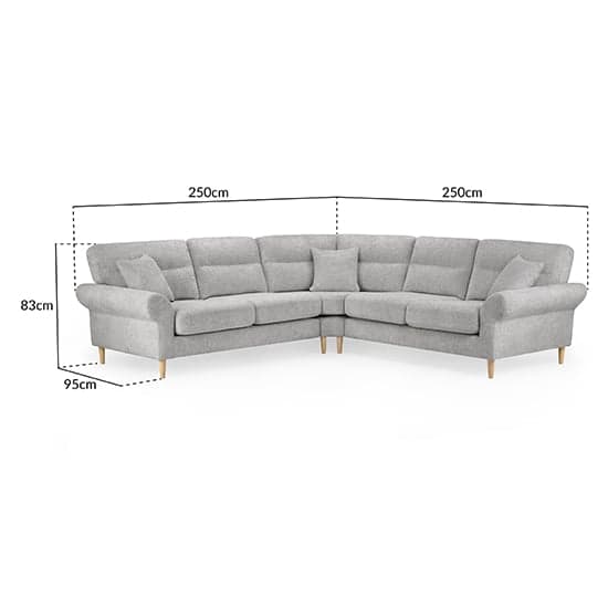 Fairfax Large Fabric Corner Sofa In Silver With Oak Wooden Legs_6