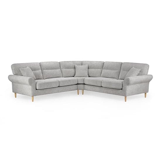Fairfax Large Fabric Corner Sofa In Silver With Oak Wooden Legs_1