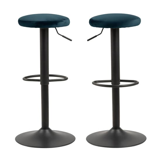 Fairlee Navy Blue Fabric Bar Stools In Pair Furniture in Fashion