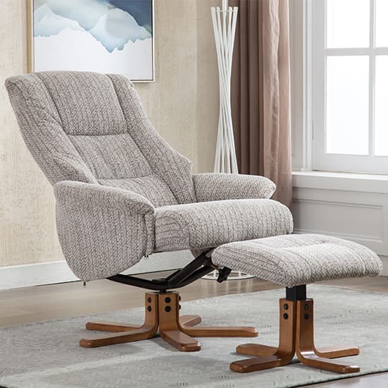 Fairlop Fabric Swivel Recliner Chair And Footstool In Wheat_3