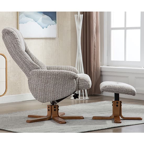 Fairlop Fabric Swivel Recliner Chair And Footstool In Wheat_5