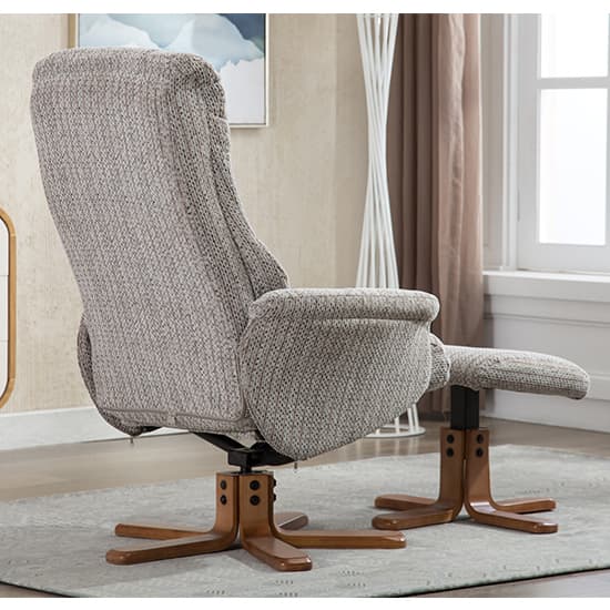 Fairlop Fabric Swivel Recliner Chair And Footstool In Wheat_7