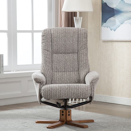 Fairlop Fabric Swivel Recliner Chair And Footstool In Wheat_9