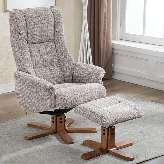 Fairlop Fabric Swivel Recliner Chair And Footstool In Wheat_1