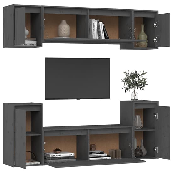 Falan Solid Pinewood Entertainment Unit In Grey_4