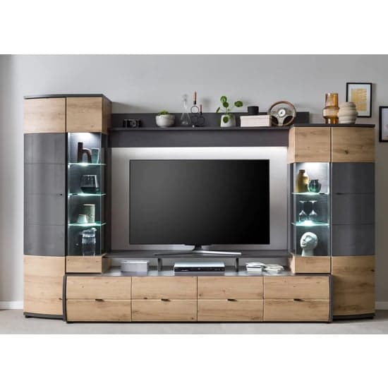 Falcon Entertainment Unit In Artisan Oak With LED Lights_2