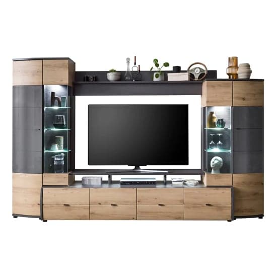 Falcon Entertainment Unit In Artisan Oak With LED Lights_3
