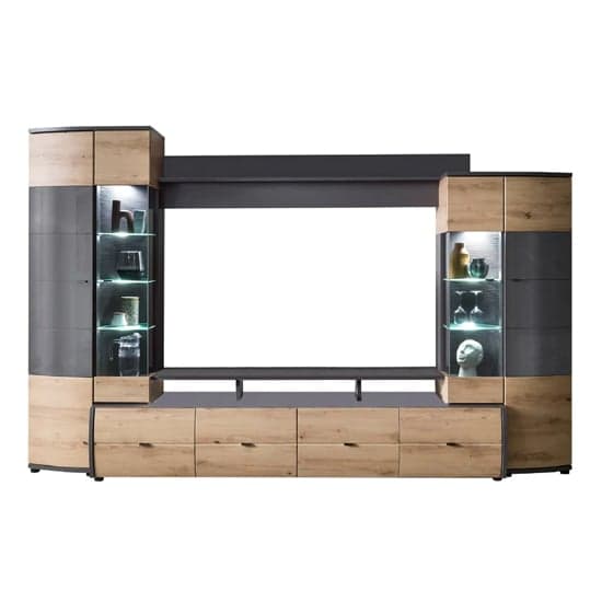 Falcon Entertainment Unit In Artisan Oak With LED Lights_4