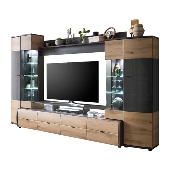Falcon Entertainment Unit In Artisan Oak With LED Lights_5
