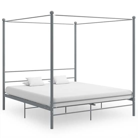 Fallon Metal Canopy Super King Size Bed In Grey_1