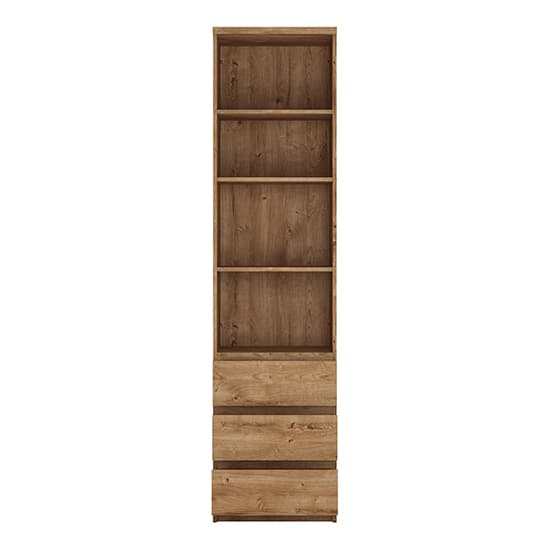 Felton Tall Narrow 3 Shelves 3 Drawers Bookcase In Oak_2