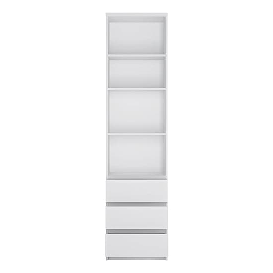 Felton Tall Narrow 3 Shelves 3 Drawers Bookcase In White_2