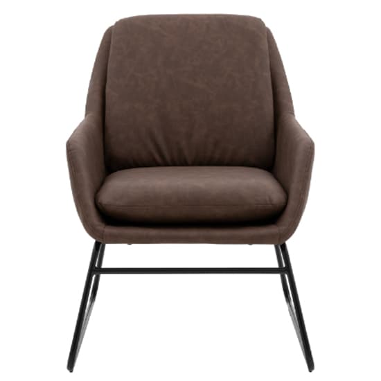 Fanton Leather Bedroom Chair With Metal Frame In Brown_3