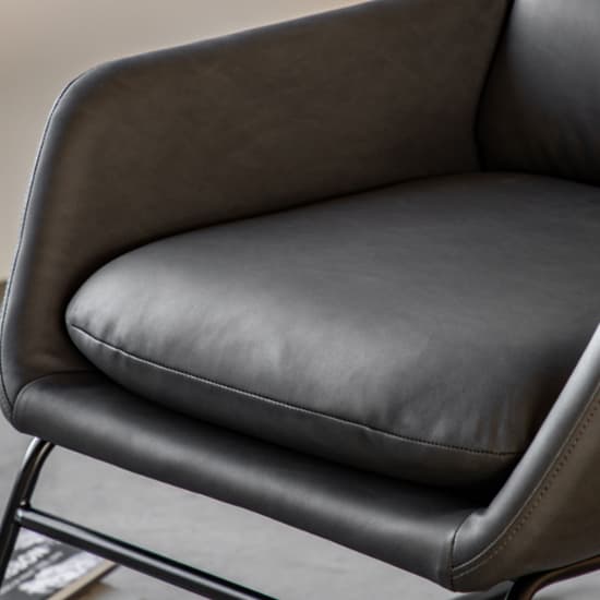 Fanton Leather Bedroom Chair With Metal Frame In Charcoal_6