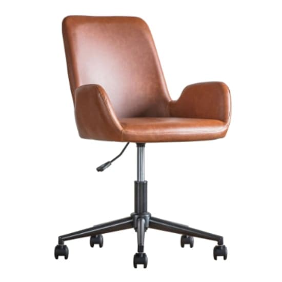 Farada Swivel Faux Leather Office Chair In Brown_2