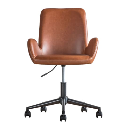 Farada Swivel Faux Leather Office Chair In Brown_3
