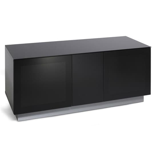 Elements Glass TV Stand With 2 Glass Doors In Black_4