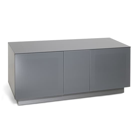 Elements Glass TV Stand With 2 Glass Doors In Grey_2