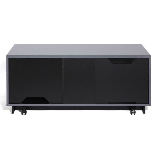 Elements Glass TV Stand With 2 Glass Doors In Grey_3