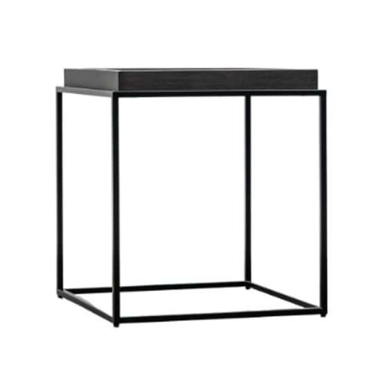 Fardon Wooden Side Table With Metal Frame In Brushed Black_2