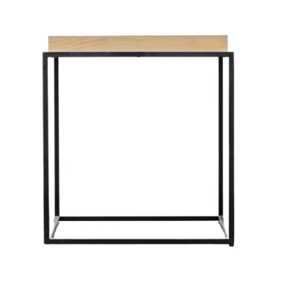 Fardon Wooden Side Table With Metal Frame In Grey Wash Furniture in