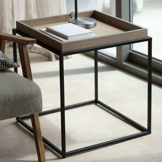Fardon Wooden Side Table With Metal Frame In Grey Wash_1