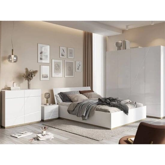 Fargo High Gloss Bedside Cabinet With 2 Drawers In White_2