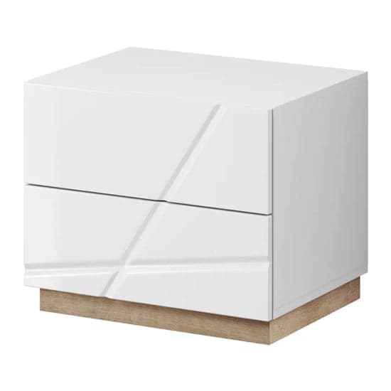 Fargo High Gloss Bedside Cabinet With 2 Drawers In White_1