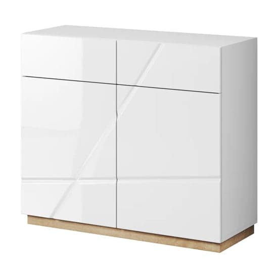 Fargo High Gloss Sideboard With 2 Doors 2 Drawers In White_2