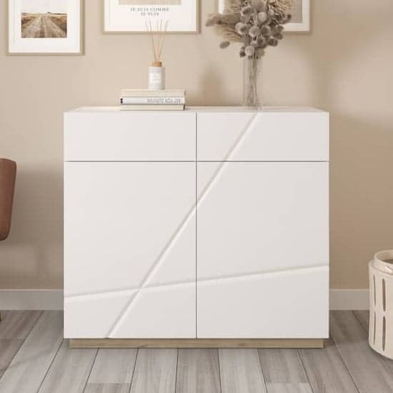Fargo High Gloss Sideboard With 2 Doors 2 Drawers In White_1
