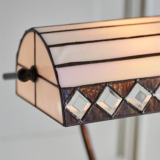 Fargo Tiffany Glass Bankers Table Lamp In Dark Bronze_3