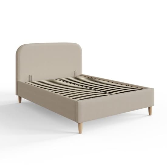 Farica Boucle Fabric Ottoman Double Bed In Natural Stone_2