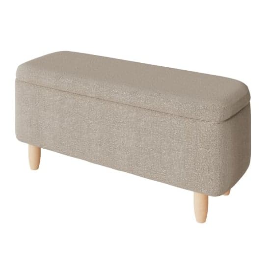 Farica Boucle Fabric Storage Hallway Bench In Natural Stone_3
