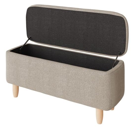 Farica Boucle Fabric Storage Hallway Bench In Natural Stone_4