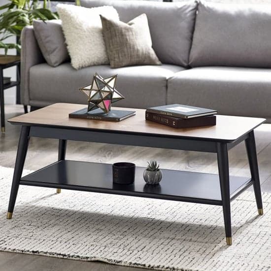 Farica Wooden Coffee Table With Shelf In Walnut And Black_1