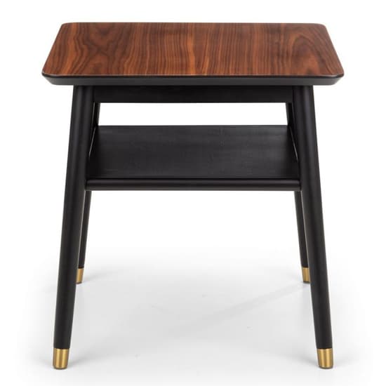 Farica Wooden Lamp Table With Shelf In Walnut And Black_3