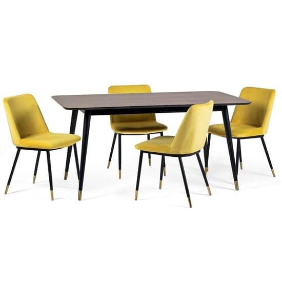 Farica Rectangular Dining Table With 6 Daiva Mustard Chairs_1