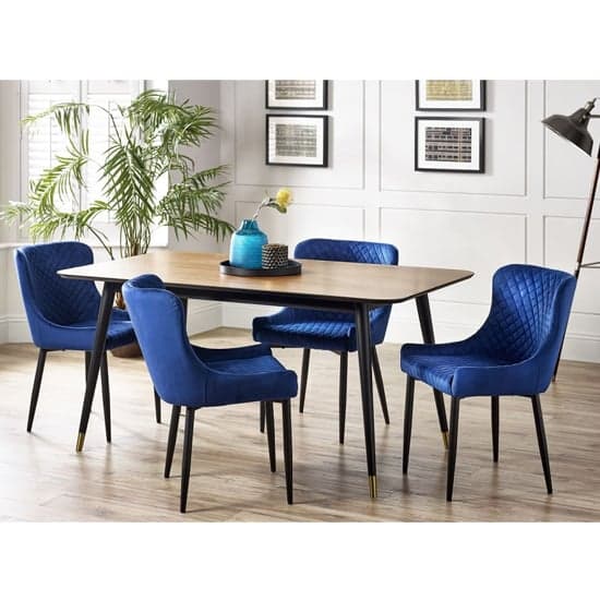 Farica Rectangular Dining Table With 6 Lakia Blue Chairs_1