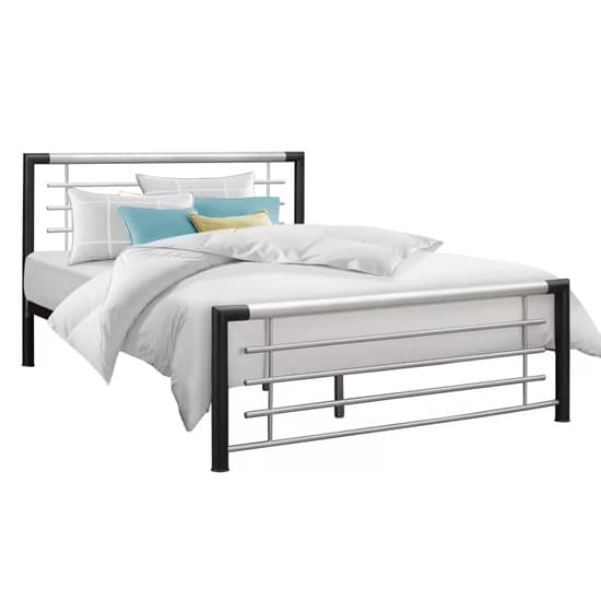 Farina Metal Double Bed In Silver And Black_3