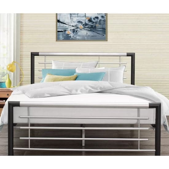 Farina Metal Single Bed In Silver And Black_2