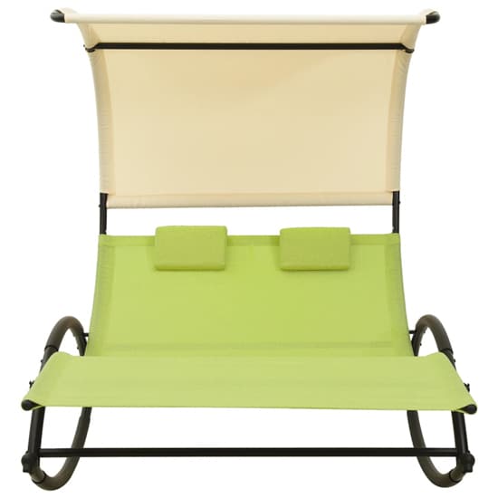 Faris Textilene Double Sun Lounger With Canopy In Green Cream_2